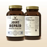 Two bottles of 'Joint Strength & Repair' dietary supplements on a beige background